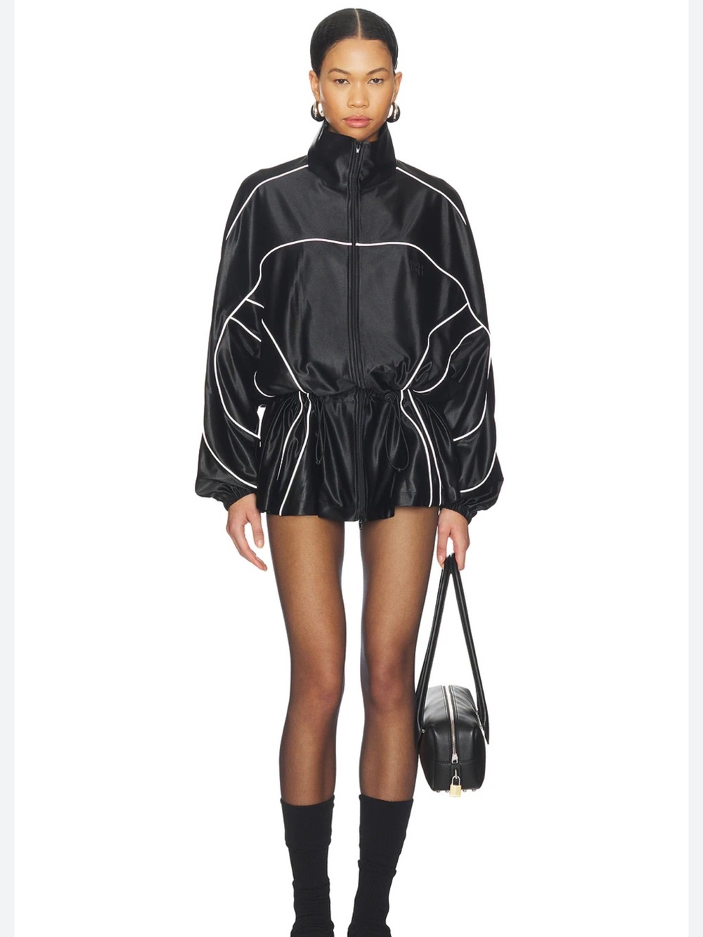ALEXANDER WANG Reflective-Piping Drop-Waist Mini Dress Medium